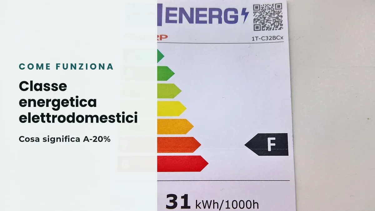 Classe energetica elettrodomestici 2026: che cos'è A-20%